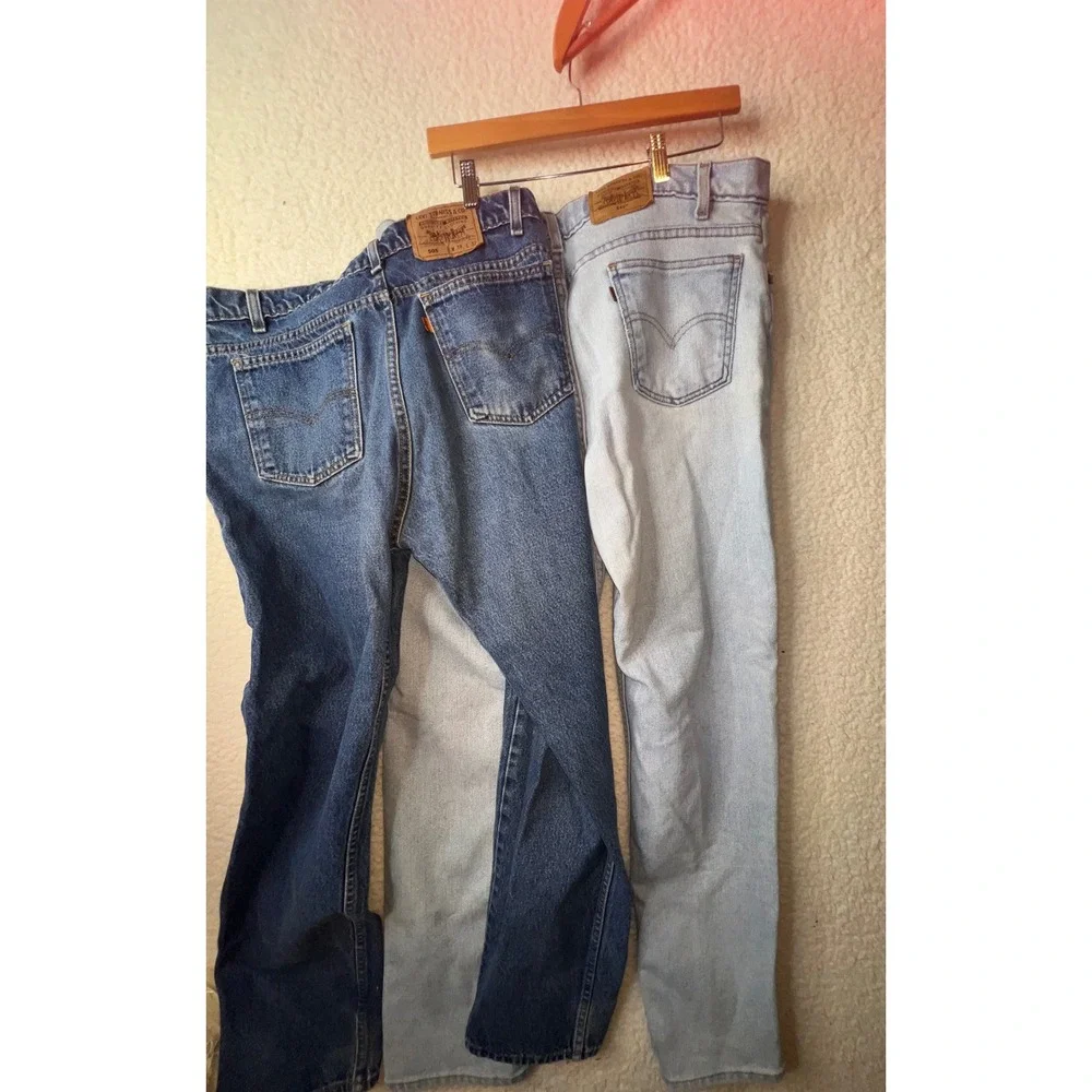 Lot of 2 Vintage Levis 505 Orange Tab Mens 38x32 Made in USA Medium Wash Denim